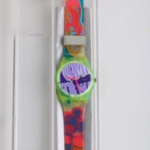 Swatch Watch Robin GJ 103 Vintage Comic Wristwatch Neon Pop Art 90s